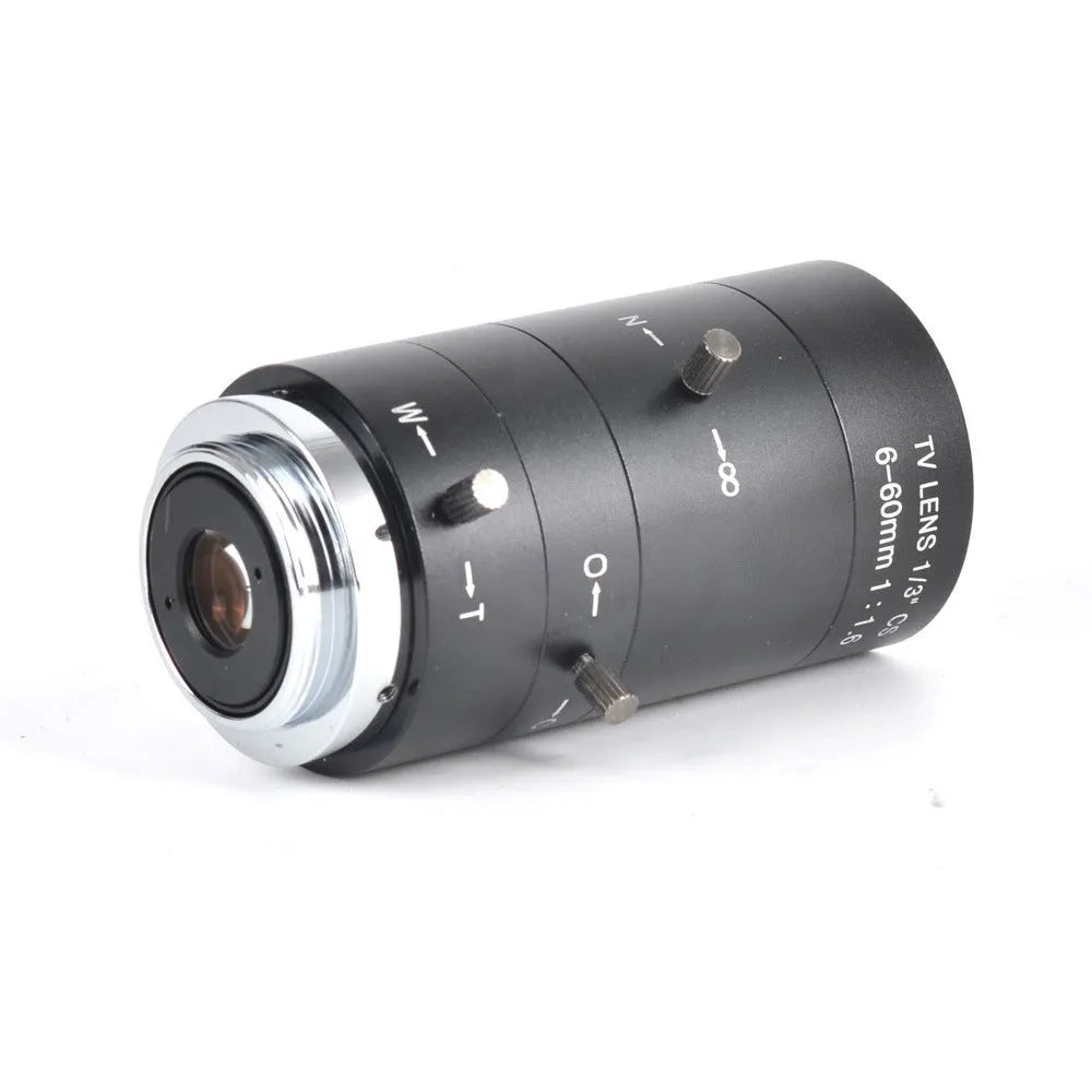 Black manual aperture 6-60mm CS mount camera lens for 1/3 inch sensor cameras