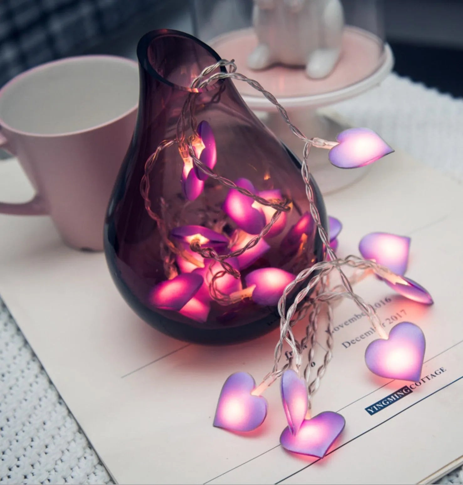 3 metre long pink and purple LED fairy string lights for bedroom decoration and event lighting