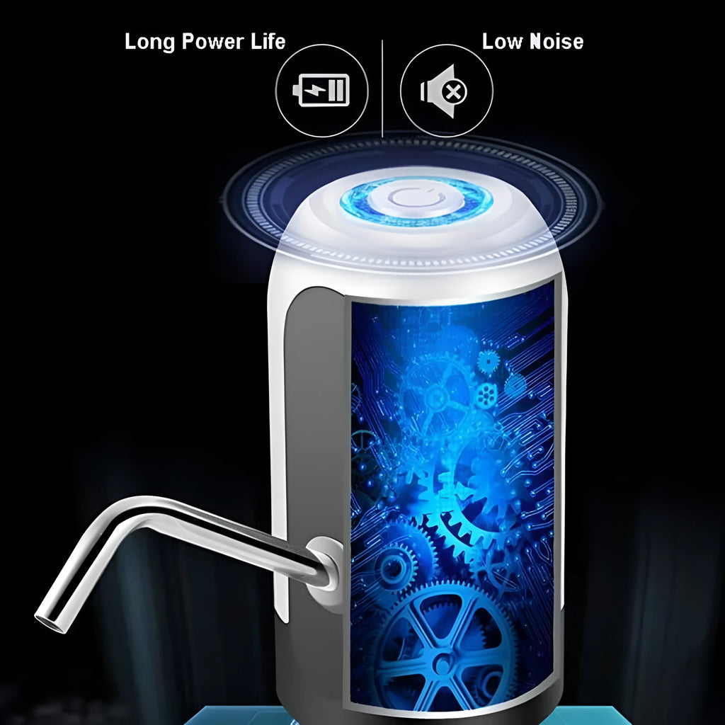 Electric water pump for bottled water in black, 13x7.5cm, with USB cable and manual
