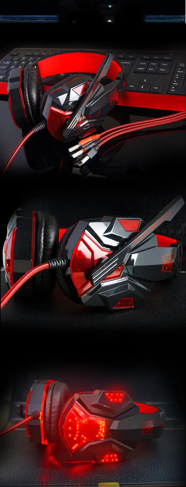 PC780 desktop gaming headset with microphone in black and blue colours