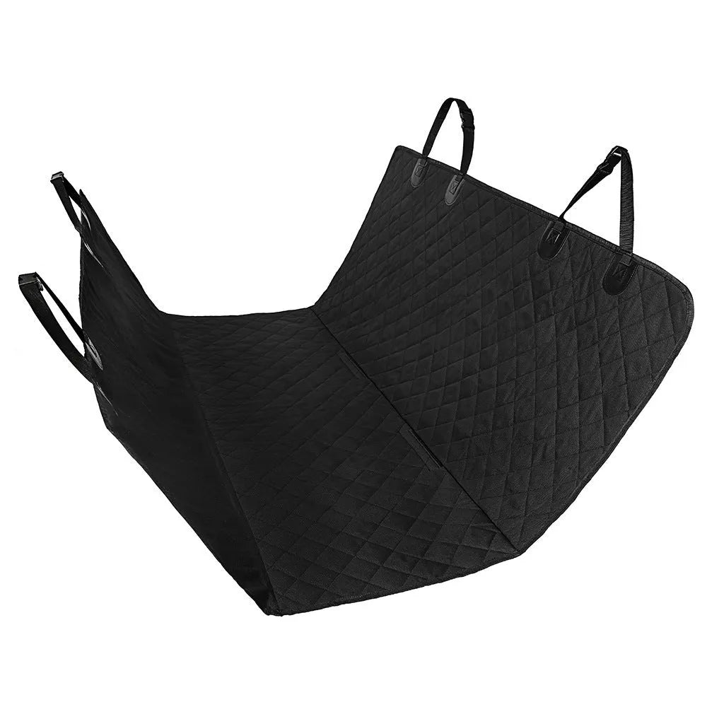 Waterproof Oxford cloth dog car seat cover 137x147cm in orange or black with side wings or mesh options.