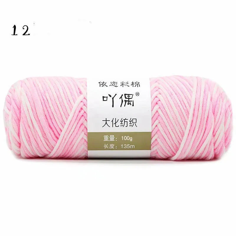 8 strands gradient milk cotton wool yarn in blue tones, medium thickness, ball form for hand knitting