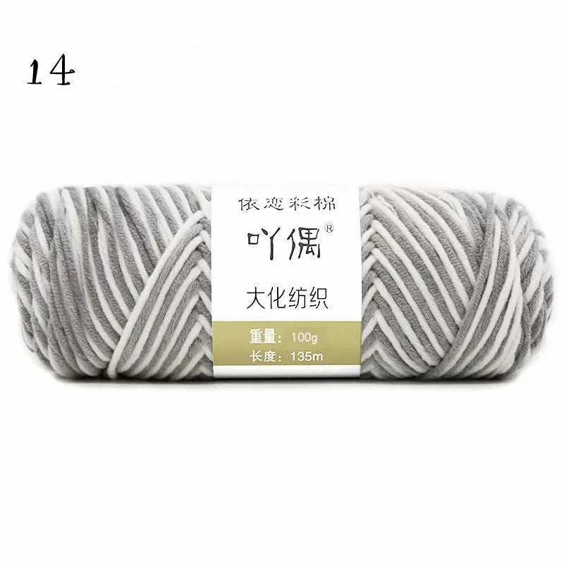 8 strands gradient milk cotton wool yarn in blue tones, medium thickness, ball form for hand knitting
