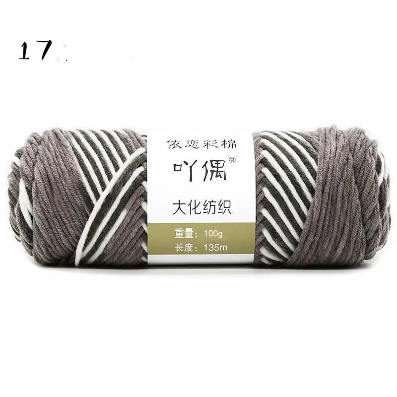 8 strands gradient milk cotton wool yarn in blue tones, medium thickness, ball form for hand knitting