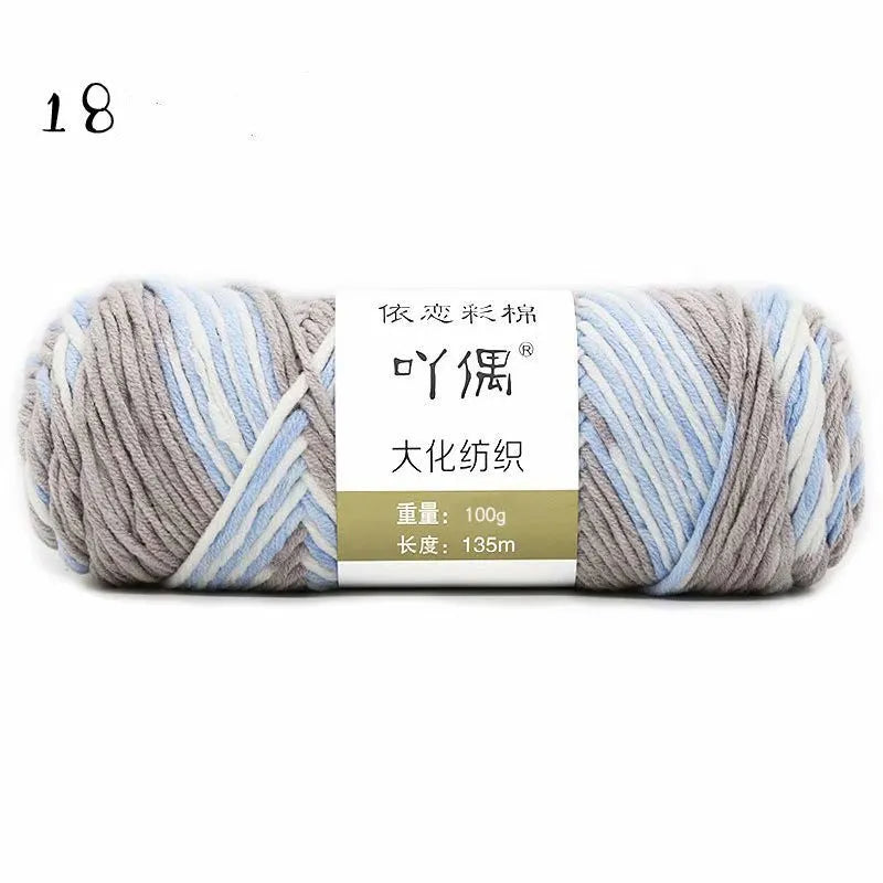 8 strands gradient milk cotton wool yarn in blue tones, medium thickness, ball form for hand knitting