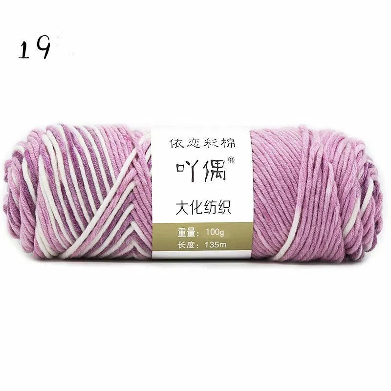 8 strands gradient milk cotton wool yarn in blue tones, medium thickness, ball form for hand knitting