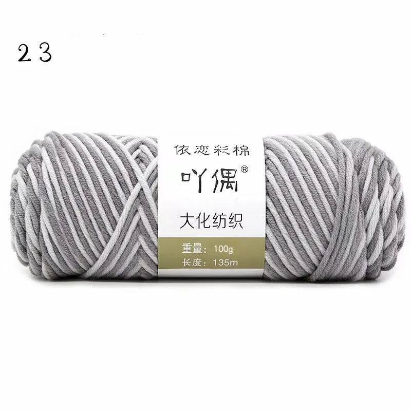 8 strands gradient milk cotton wool yarn in blue tones, medium thickness, ball form for hand knitting
