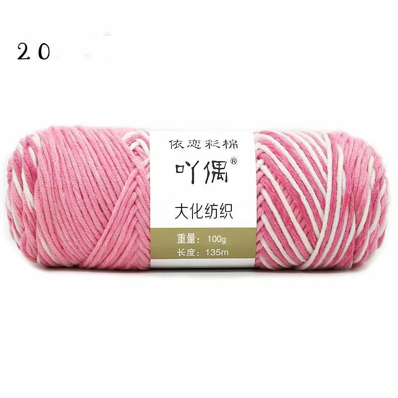 8 strands gradient milk cotton wool yarn in blue tones, medium thickness, ball form for hand knitting