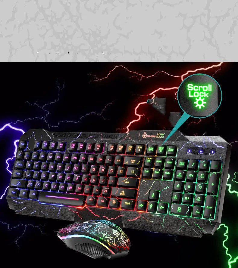 Luminous 4D gaming keyboard and mouse set with wired USB backlit design and 2400dpi optical mouse