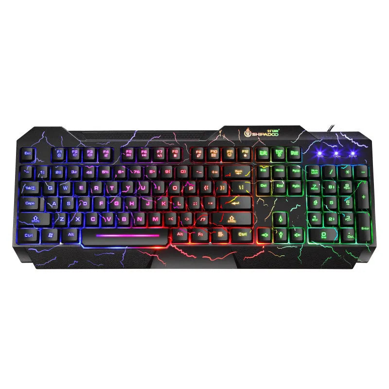 Luminous 4D gaming keyboard and mouse set with wired USB backlit design and 2400dpi optical mouse