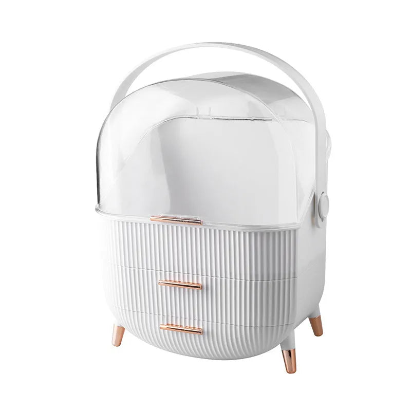 Light luxury desktop storage box for cosmetics in ABS+PS plastic, covered design, dustproof, available in multiple colours