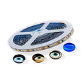 Flexible white LED light strip on a spool, labelled for 12V operation, suitable for shelf and counter lighting.