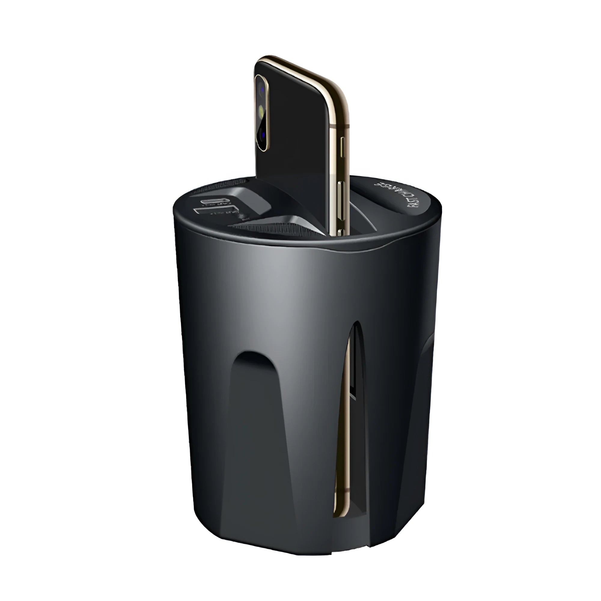 Car multifunctional two-in-one wireless charger in black with X8 model number 12V input and 5V output