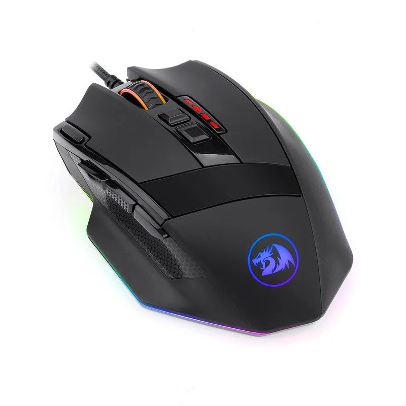 LOLCF Eat Chicken wired gaming mouse in black with eight buttons and USB cord at 12000 DPI