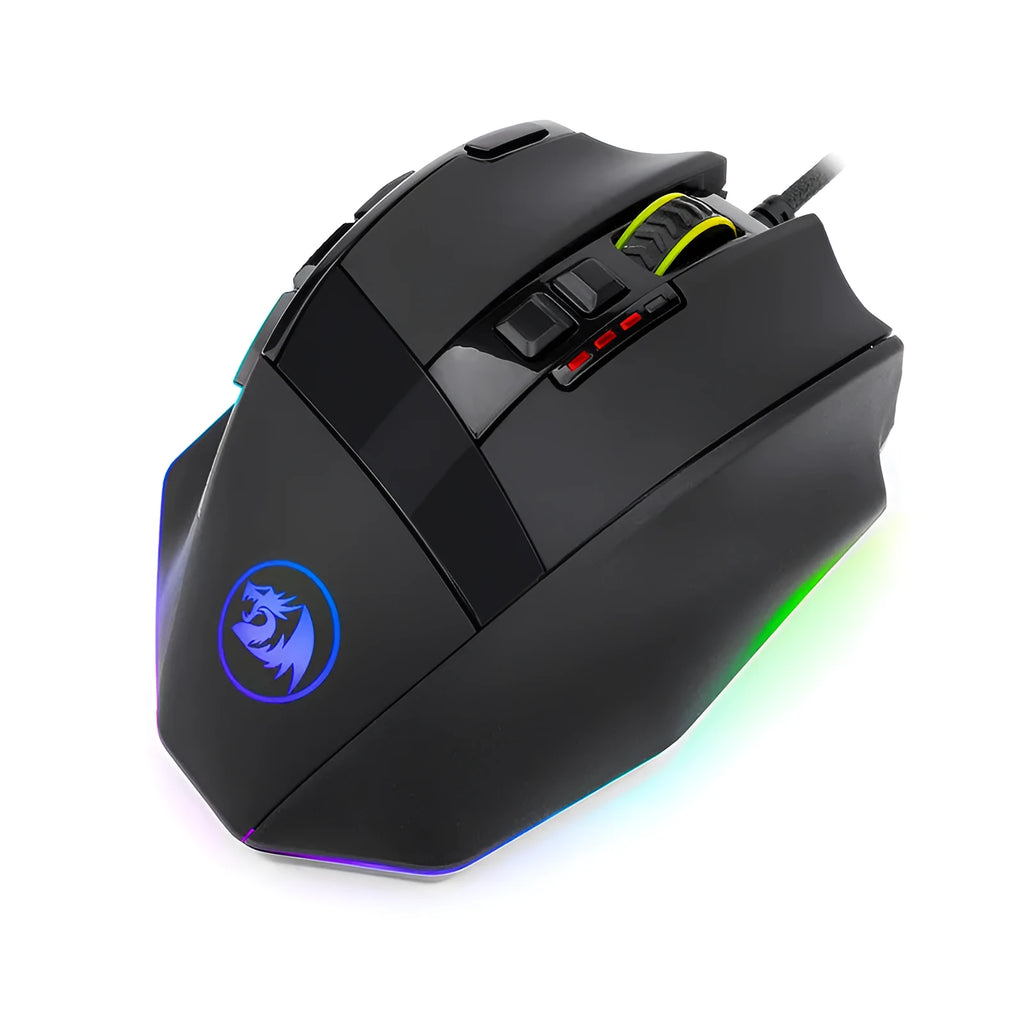 LOLCF Eat Chicken wired gaming mouse in black with eight buttons and USB cord at 12000 DPI