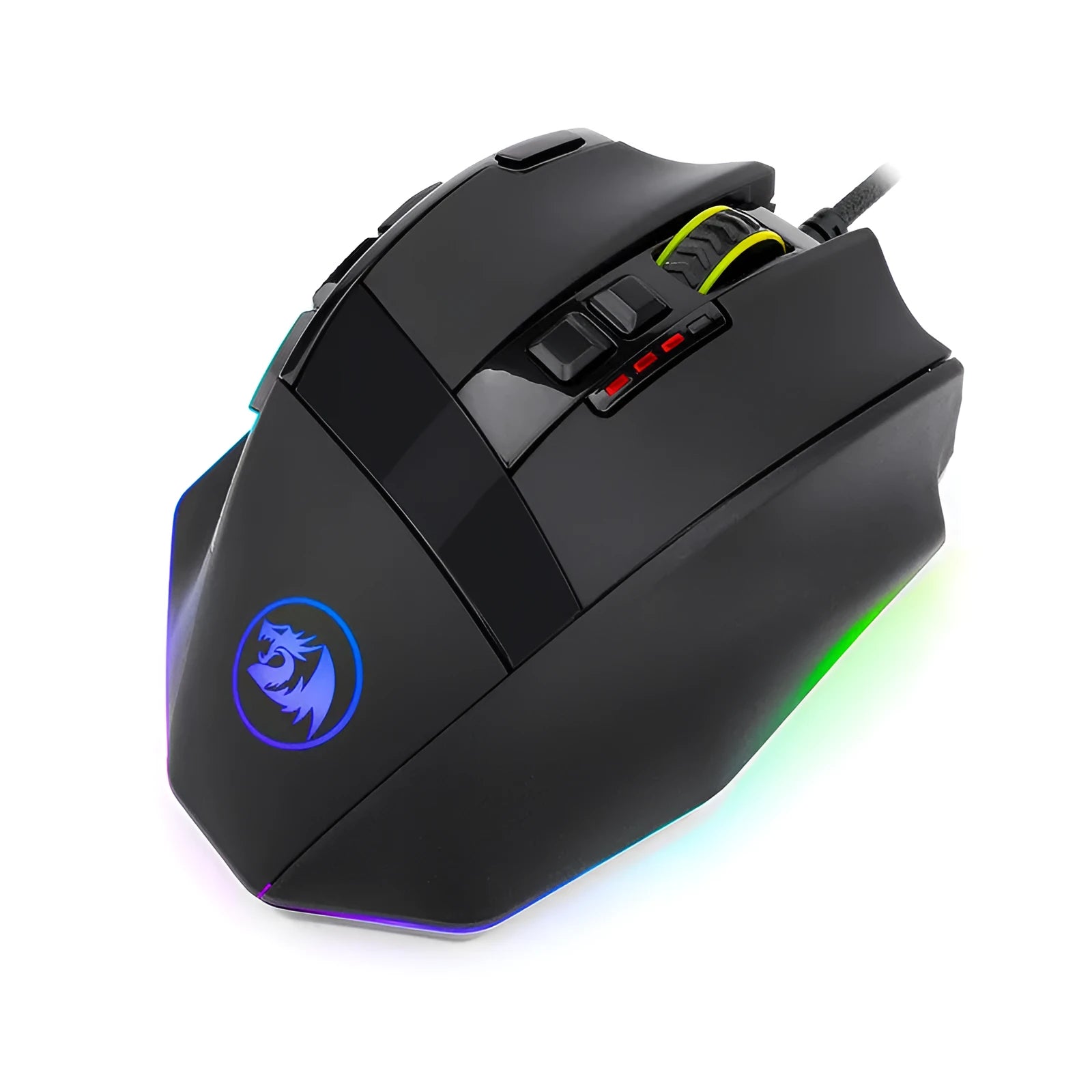 LOLCF Eat Chicken wired gaming mouse in black with eight buttons and USB cord at 12000 DPI