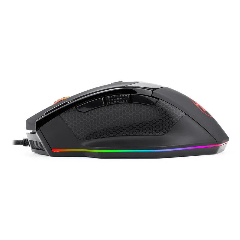 LOLCF Eat Chicken wired gaming mouse in black with eight buttons and USB cord at 12000 DPI
