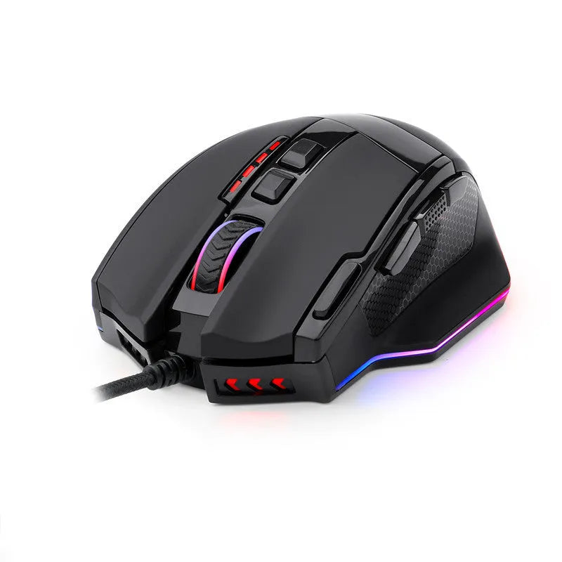 LOLCF Eat Chicken wired gaming mouse in black with eight buttons and USB cord at 12000 DPI