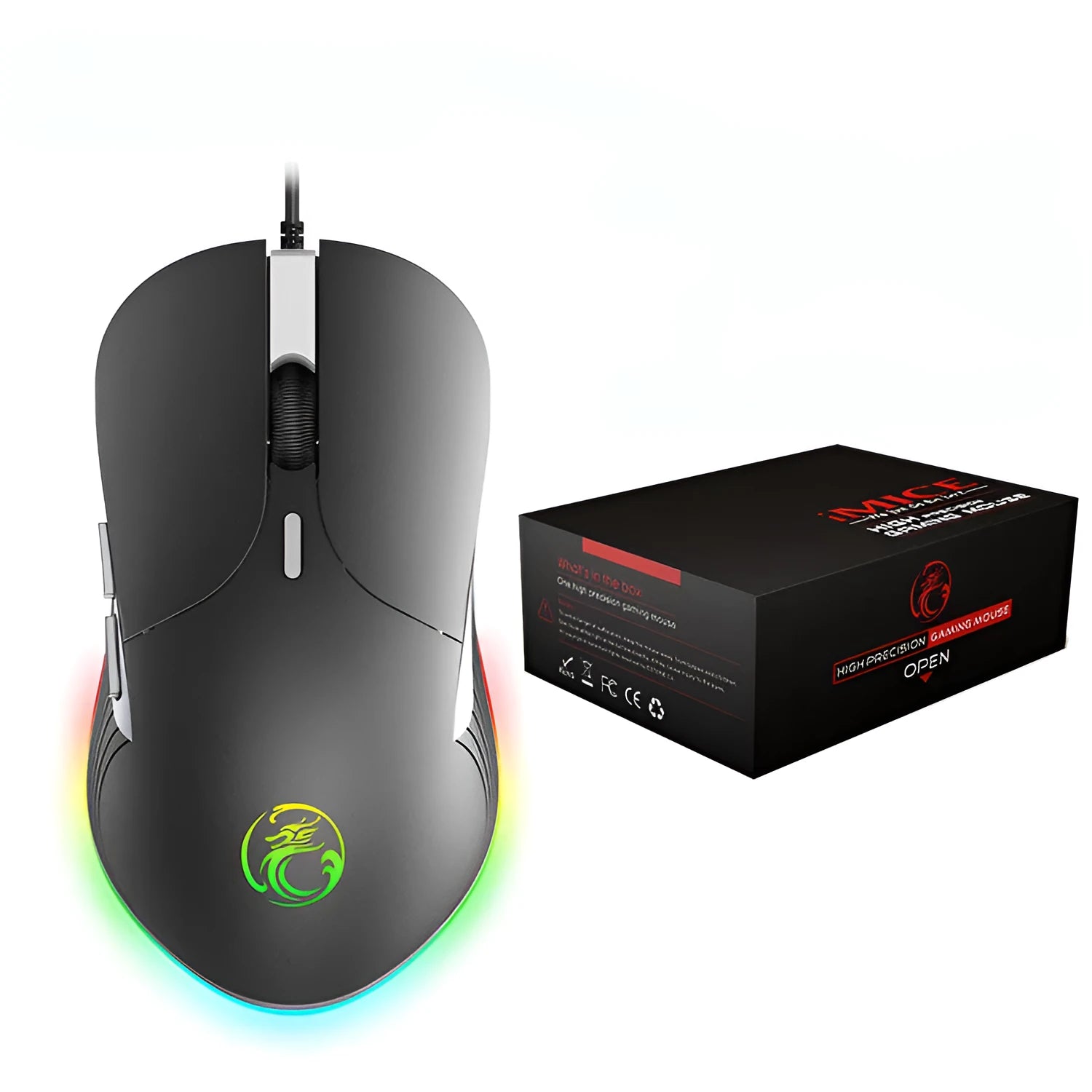 RGB breathing light wired gaming mouse with seven buttons and four-way scroll wheel