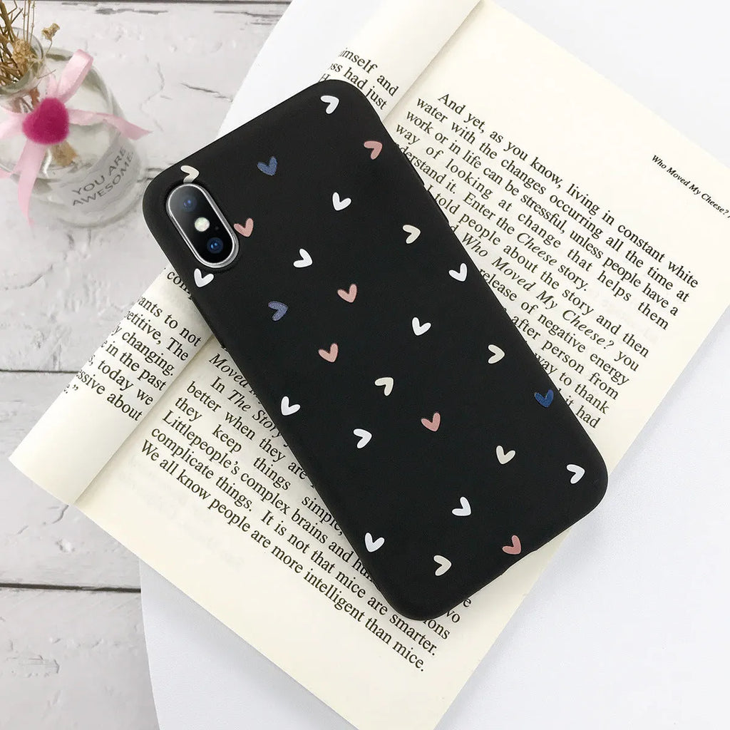 Small flower love dot transparent TPU phone case for iPhone, pink colour with wave dot pattern