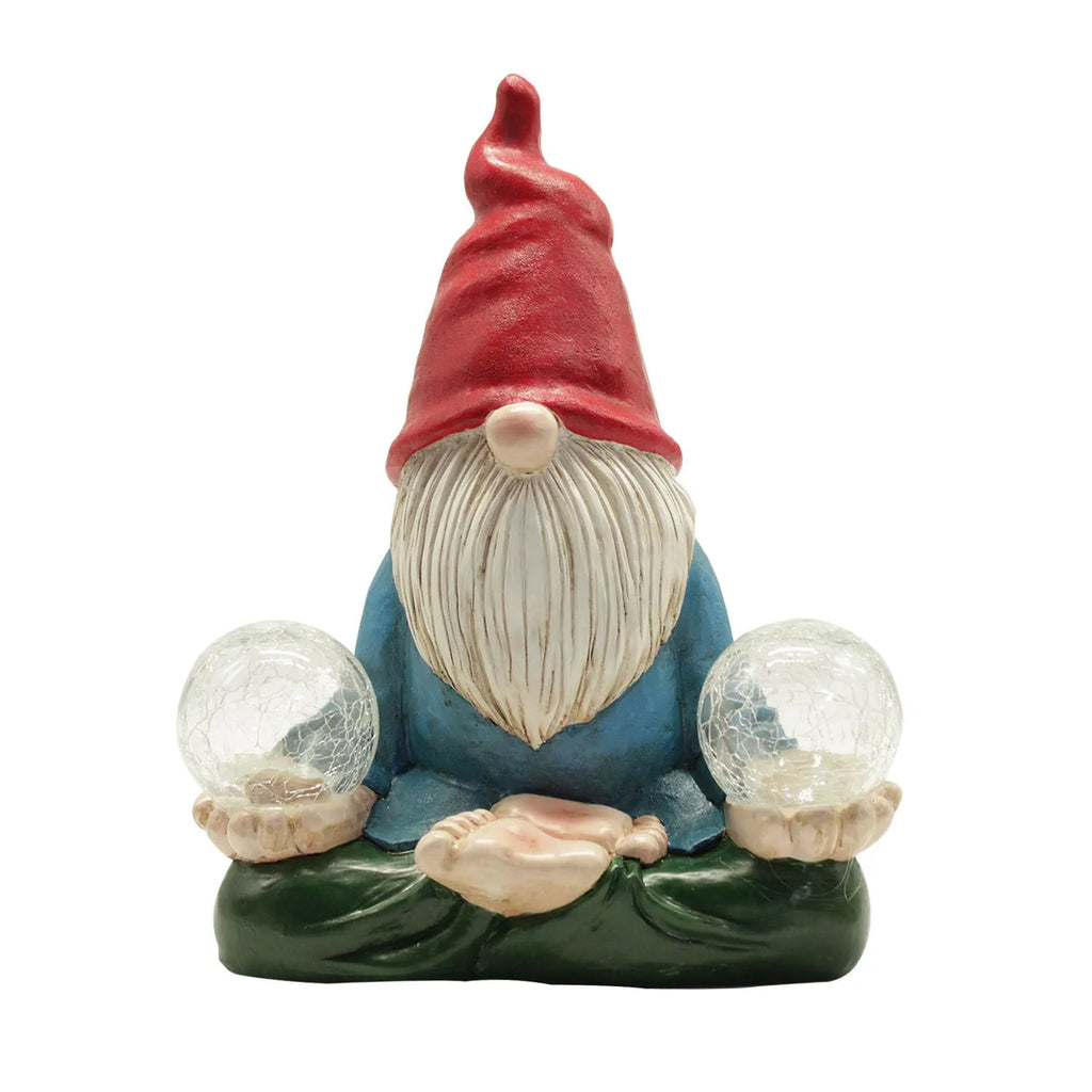 Solar LED resin dwarf doll garden statue with faceless old man design for outdoor decoration