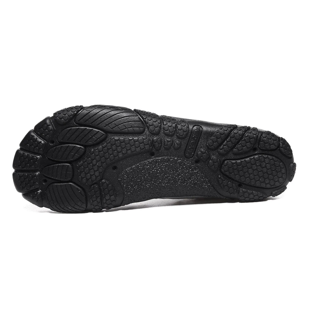 Low-cut mesh and rubber water shoes for river tracing and swimming in grey colour.