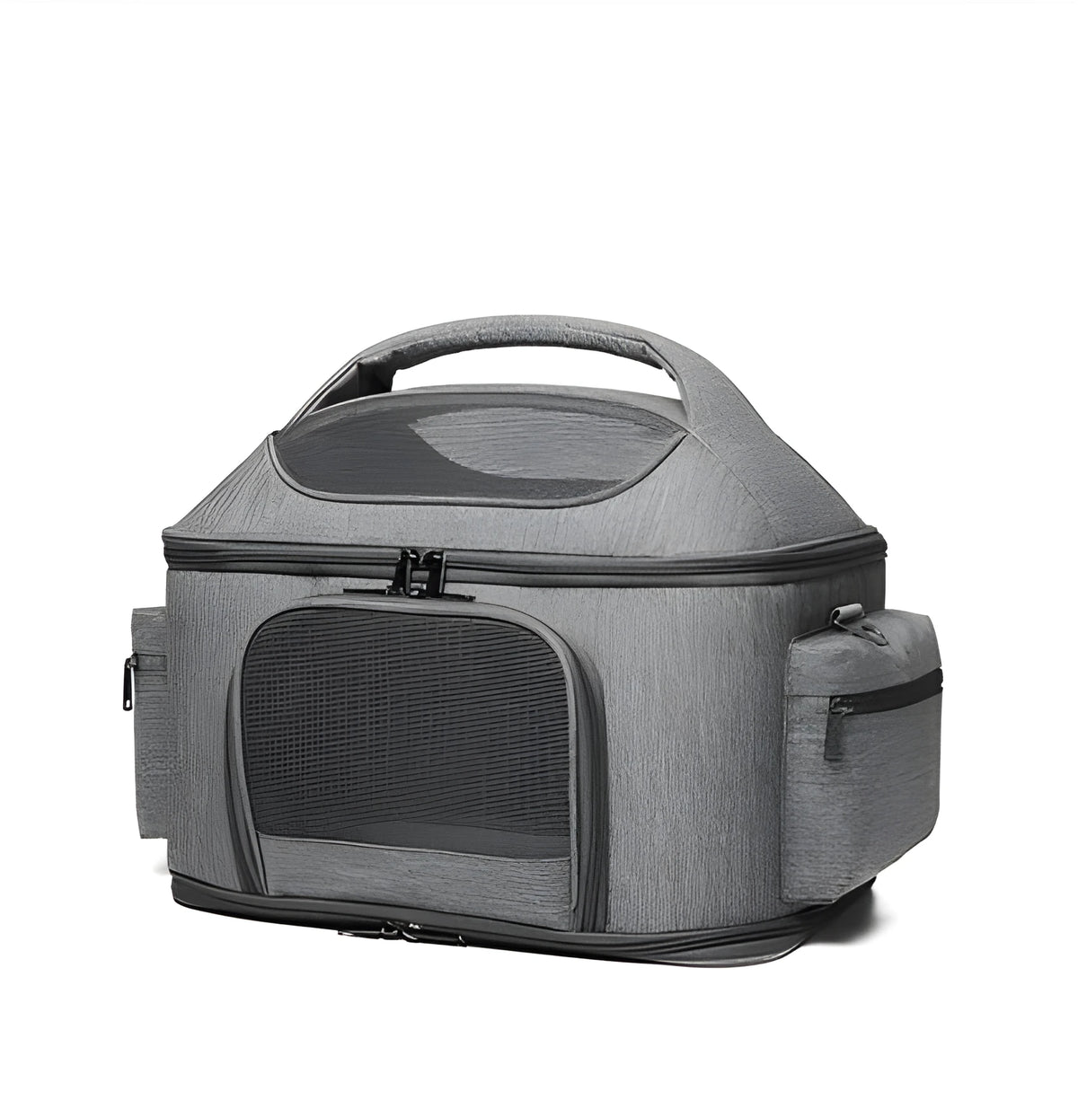 Portable linen pet cat bag, size M, 42x34x30cm, grey or green, shoulder and crossbody carrier
