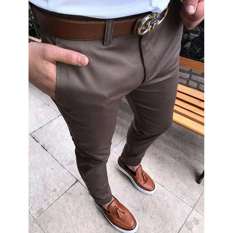 Men's 100% cotton casual suit trousers straight leg style with pocket in black colour
