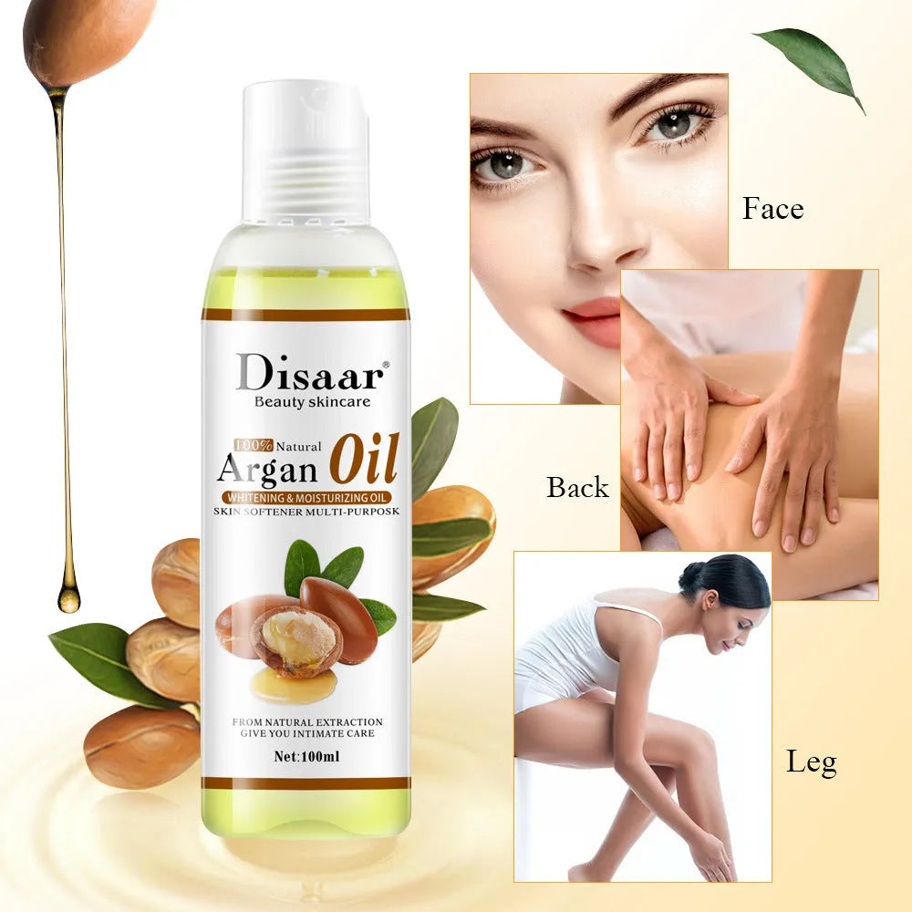 Body moisturizing oil 100g/ml argan oil emollient for face and body massage, white, anti frizz