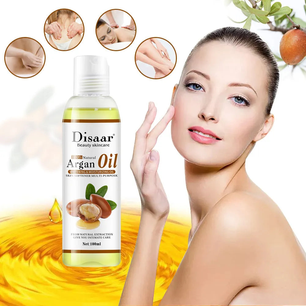 Body moisturizing oil 100g/ml argan oil emollient for face and body massage, white, anti frizz