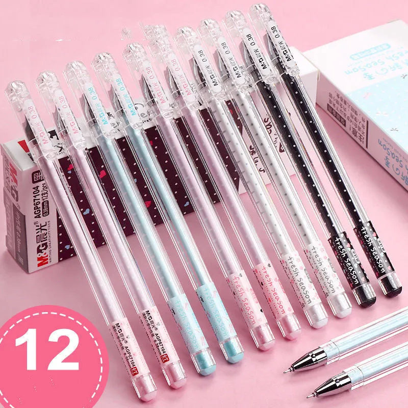 Chenguang cute cartoon syringe-style neutral pen in black, blue, and pink colours.