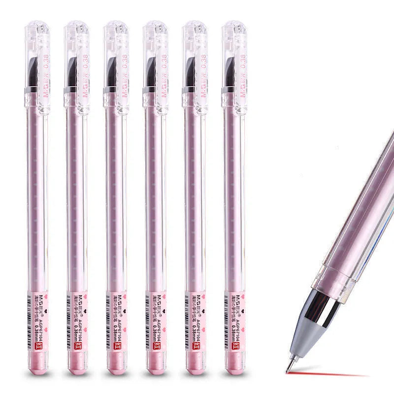 Chenguang cute cartoon syringe-style neutral pen in black, blue, and pink colours.