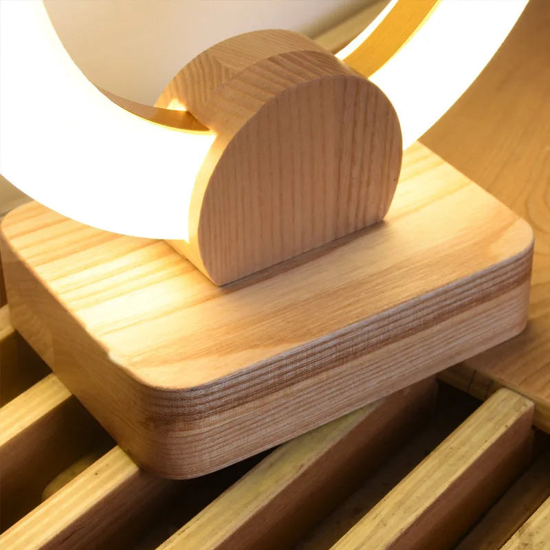 Wooden art circular chandelier LED ceiling light with acrylic shade in Nordic style design