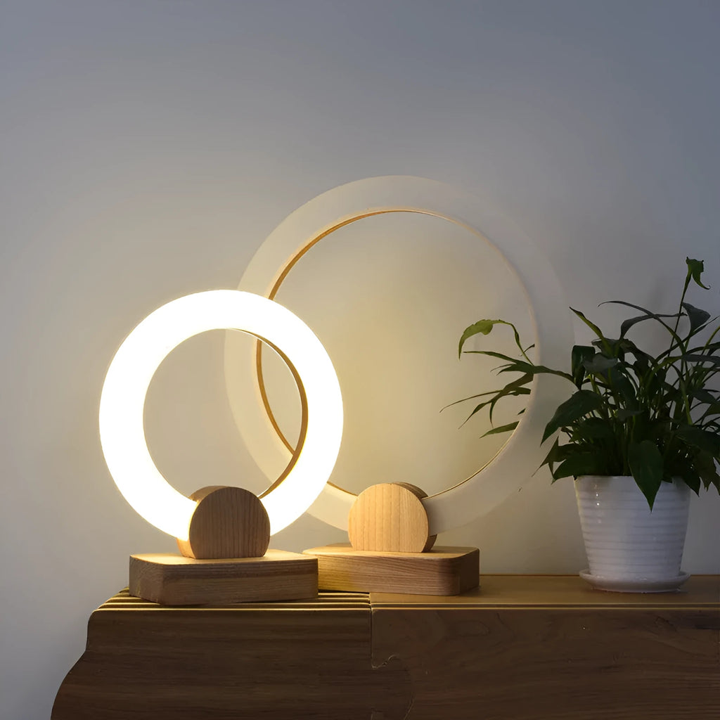 Wooden art circular chandelier LED ceiling light with acrylic shade in Nordic style design
