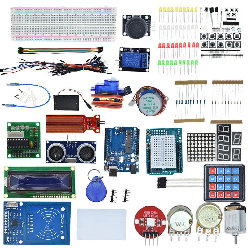 Arduino Uno R3 starter kit with RFID sensor in white plastic storage box