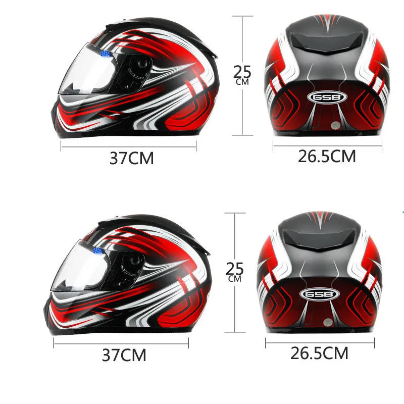 Blue ABS full face motorcycle helmet with integrated sun visor and quick release chin strap