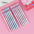 Erasable gel pen with 0.5mm needle tip, plastic barrel, cap closure, cartoon design in crystal blue ink