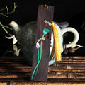 Chinese style sandalwood bookmark with painted lotus and landscape flowers design