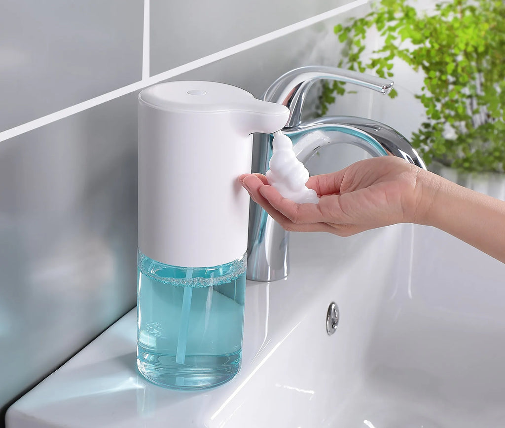 White ABS automatic induction foam soap dispenser on desktop