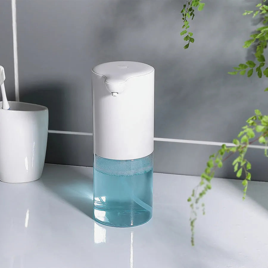 White ABS automatic induction foam soap dispenser on desktop