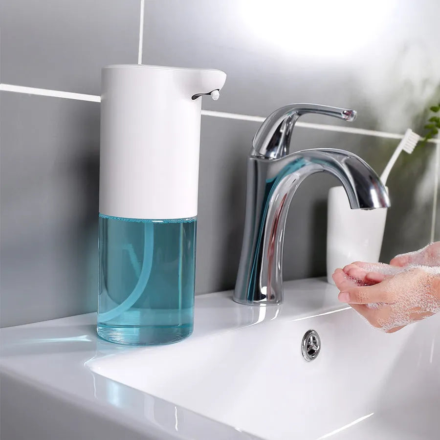 White ABS automatic induction foam soap dispenser on desktop