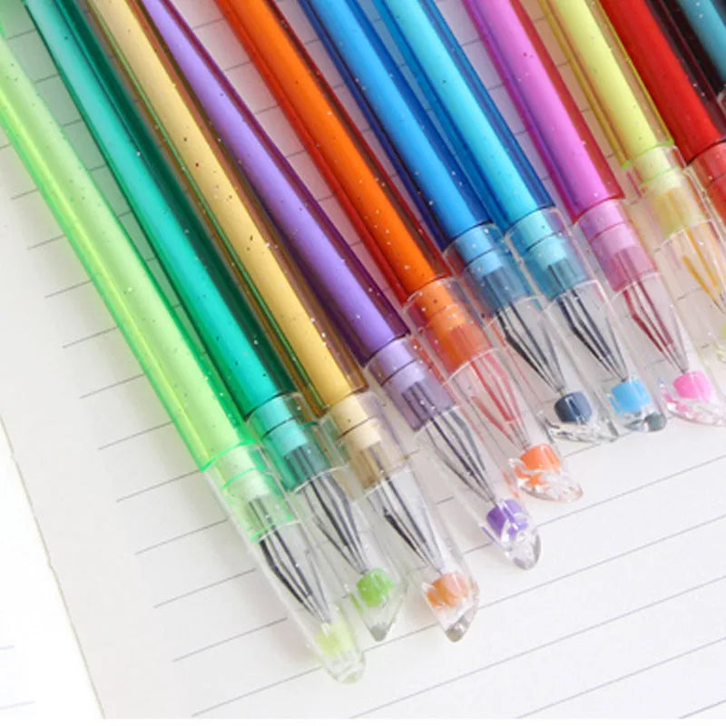 Cute feather peacock colour gel pen set with 12 colours and replaceable refills