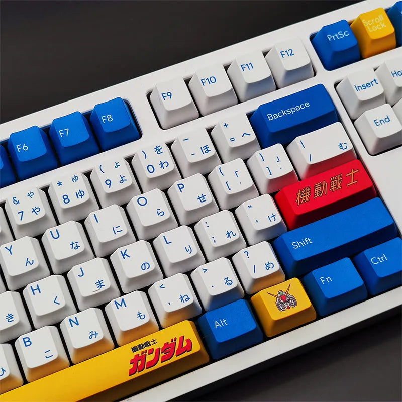 PBT sublimation keycap set in black pink colour with animation print for 104-key keyboard