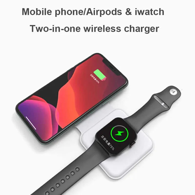 White foldable magnetic wireless charging dock showing dual charging areas and USB Type-C port.
