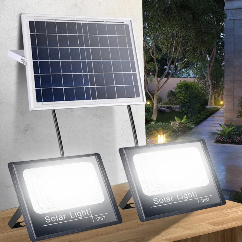 Solar garden light with modern Chinese design showing 5 metre length LED illumination for outdoor use