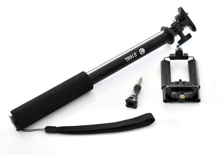 Aluminum alloy selfie stick with telescopic pole and Bluetooth remote for mobile phone photography