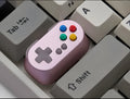 Game console handle keyboard with metal transparent keycaps and Holyoops switch button in white, pink, green, or orange colour options