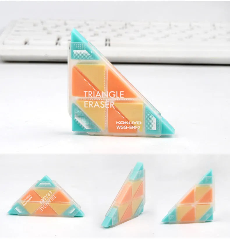 Triangular PVC eraser in multiple colours with pointed corners for detail work