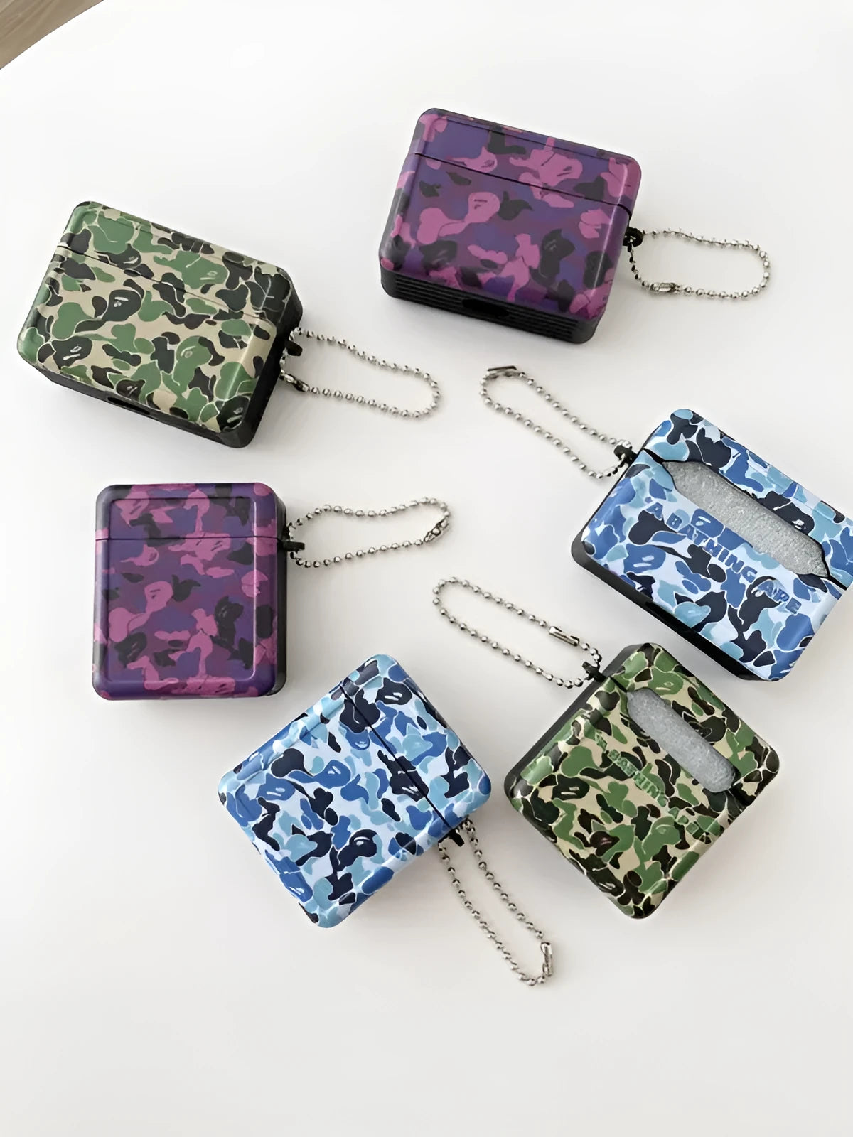 Camouflage frosted soft rubber protective case for Apple AirPods Pro in blue