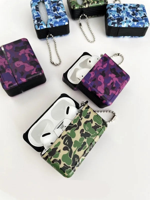 Camouflage frosted soft rubber protective case for Apple AirPods Pro in blue